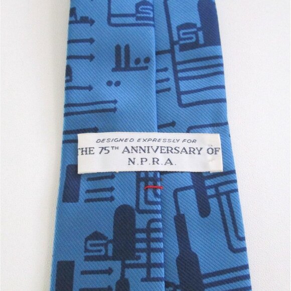 Navy & Light Blue Paisley Pattern Polyester Tie | In stock  Vintage NPRA 75th Anniversary Mens Tie Blue Pipes Petroleum Pattern